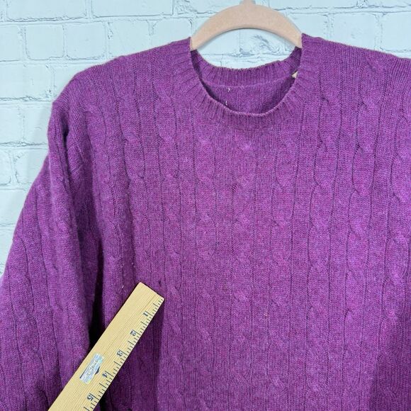 Cashemere Sweater XXL Purple Cable Knit Classic Preppy Pullover Dark Academia - Picture 10 of 15